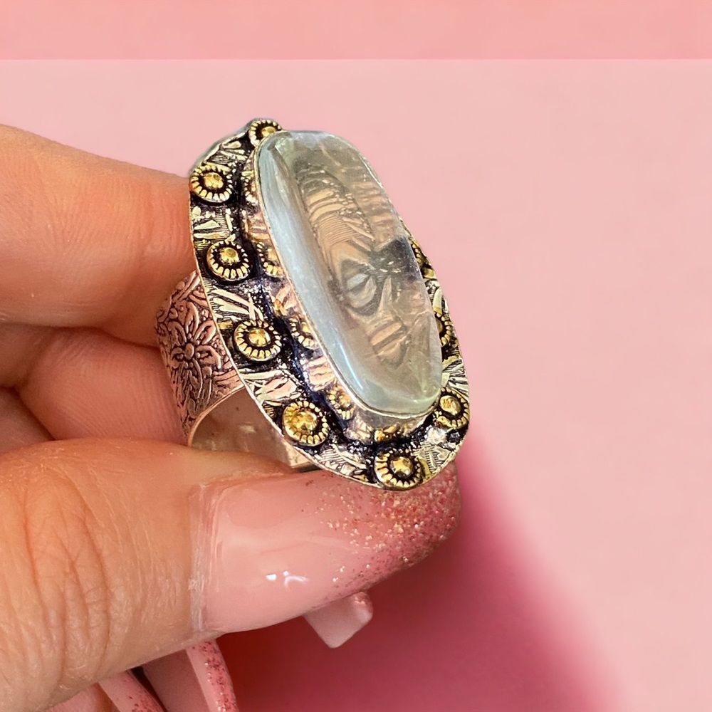 Clear “topaz” Two Toned Ring - Picture 2 of 13